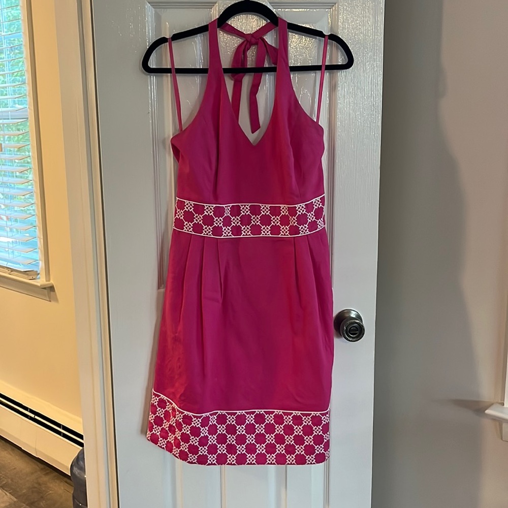 Vineyard vines for Kentucky Derby pink dress